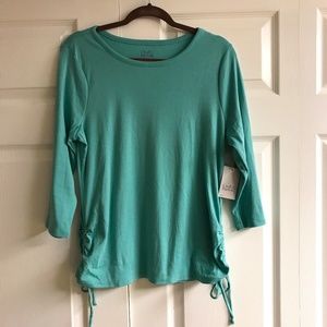 Three quarter sleeve cinched sides Petite Large Top